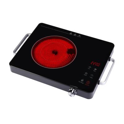 China Power Saving+Eco-Friendly 2000W Electric Single Burner Black BBQ Stove Stainless Steel Heating Body With Handle Infrared Cooker for sale