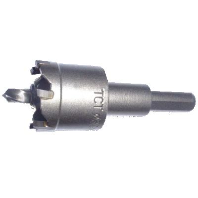 China Stainless Steel Triangle Shank Sand Blast Drilling Through Type CTT Tungsten Carbide Slant Hole Saw With Center Drill Bit For Stainless Steel for sale