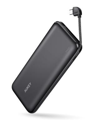 China Fast Charging Support Europe Warehouse Stock 10000mAh Power Bank with Built in USB C Cable 18PD and 18W Fast Charging for sale