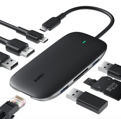 China Europe and China Stream 8 in 1 USB C Hub with Ethernet Port, 4K USB C to SD/Micro and HD Output C71 for sale