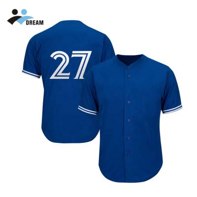 China Breathable Custom Stylish Sublimation Printing Blue OEM Team Baseball Jersey Uniform Shirts for sale