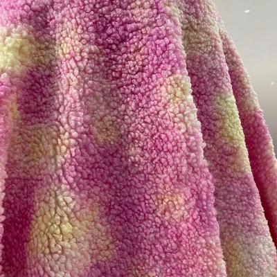 China Factory Direct Sale 100% Polyester Tie Dye Fabric Tear-Resistant Sherpa Fleece For Bag Accessories for sale