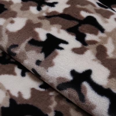 China Tear-resistant 100% Polyester Fabric Rabbit Fur Fabric Printed With A Camouflage Pattern For Shoes for sale