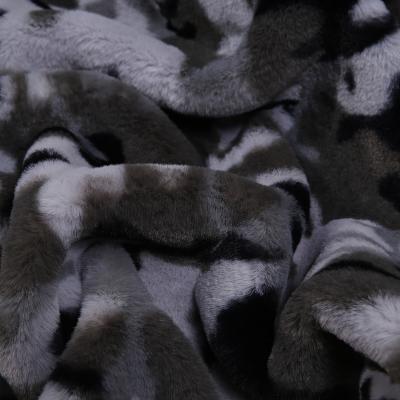 China Camouflage Print Pattern 100% Polyester 8mm Pile Height Tear-Resistant Rabbit Fur Fabric For Scarf Shoes for sale