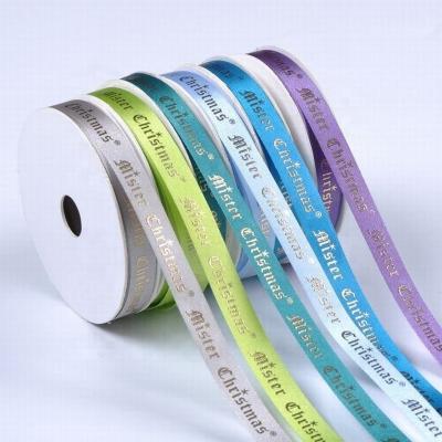 China 100% High Tenacity Polyester Double Side Woven Edge Customized Ribbon Printed Custom Logo for sale