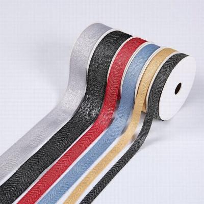 China High Tenacity Yarn Edge Chevron Woven Solid Color Customized 100% Polyester Grosgrain Ribbon for sale