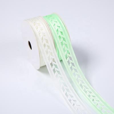 China High Tenacity Medium Leaves Pattern Floral Craft Ribbon For Packaging Decoration for sale