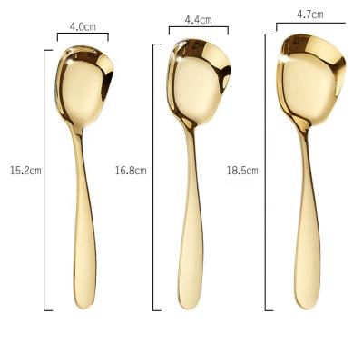 China Sustainable New Arrival Square 304 Metal Spoon Stainless Steel Dessert Spoon for sale