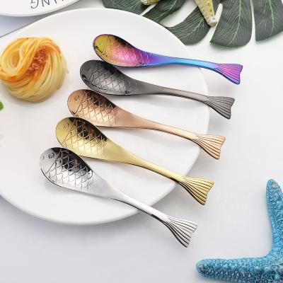 China Novelty Fish Shape Novelty Baby Spoons Stainless Steel Preschooler Toddler Kids Spoon for sale