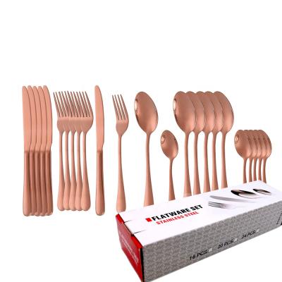 China Viable Manufacturer Wholesale Metal Knife Fork Spoons Set 24 Pcs Stainless Steel Home Cutlery for sale