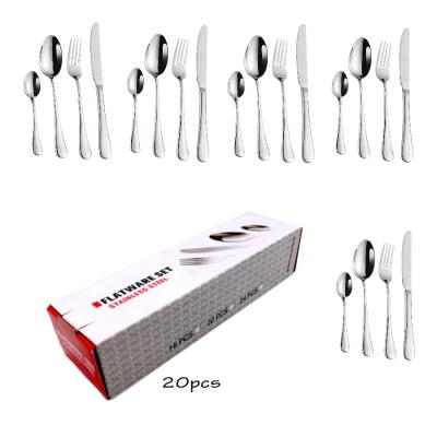 China Sustainable Stainless Steel Flatware 20 Piece Cutlery Set With Box for sale