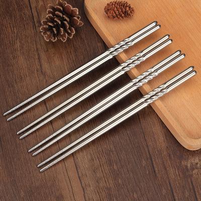 China Durable 10 Pair Round Chopsticks Reusable Set Metal Spiral Chopsticks Stainless Steel for sale