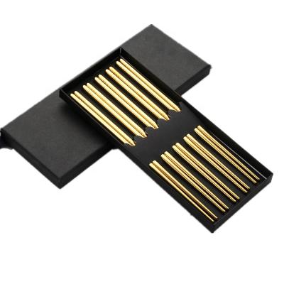 China Durable Titanium Gold 304 Stainless Steel Square Chopsticks Metal Chopsticks for sale