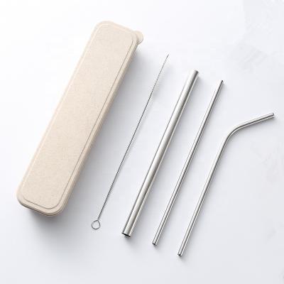 China Sustainable Reusable 304 Stainless Steel Straw Logo Metal Straw With Case for sale