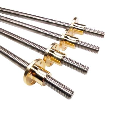 China 3D Printer GIULY 304 Stainless Steel T12 Trapezoidal Lead Screws With Brass Nut Pitch 2mm Lead 8mm Length 560mm for sale