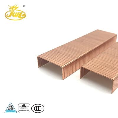 China Stainless Steel Furniture Copper Staple Pins Accessory U Type Nail Cardboard 16GA Staple 35MM Copper Color Steel Nail for sale