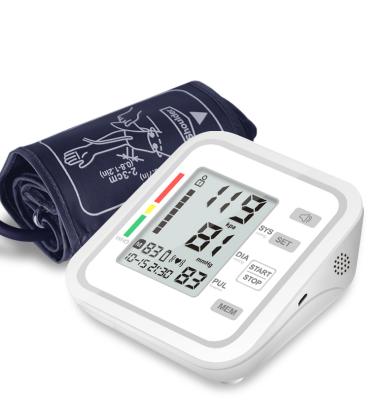 China Plastic Clear And Loud English Talking Automatic Blood Pressure Monitor Arm Digital BP Machine With Fan Cuff For Home Use for sale