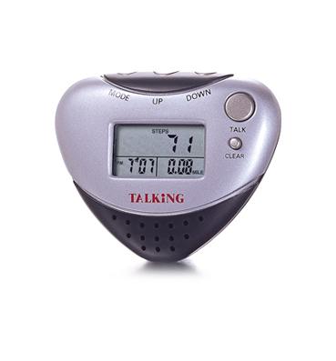 China With electronic alarm voice english speaking pedometer with clock to count your steps and distance for sale