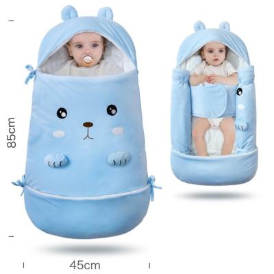 China New Multifunctional Newborn Baby Le Velvet Envelope Cotton Baby Sleeping Bag Autumn And Winter Quil Proof Type Kick Sleep Sleeping Bag for sale