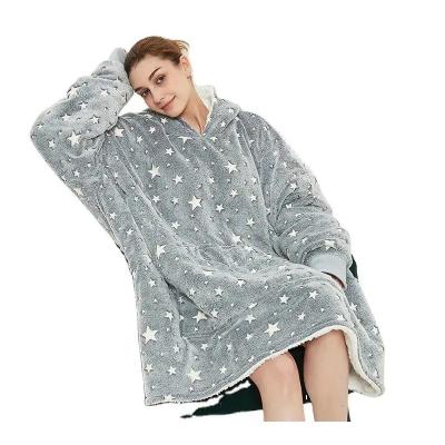 China Oodie Hoody Printing Ladies Breathable Unisex Oversized Dressing Gown One Size Fitted Hooded Blanket for sale