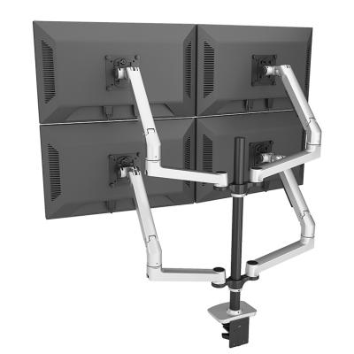 China Easy Installation Four Multi Screen Computer Stand Height Freely Lift Left And Right Monitor Arm Stand Mount Without Sinking Head for sale