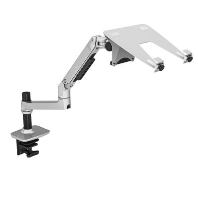 China Easy Installation Adjustable Tilt and Swivel Single Monitor Arm Stand Desk Mount with Aluminum Alloy Bracket Notebook Tray for sale