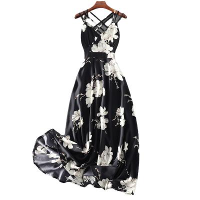 China Anti-Static Women Casual V-Neck Dress Summer Backless Dress For Woman Vintage Dresses for sale