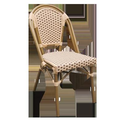 China Wholesale Outdoor French Aluminum Bamboo Look Bistro Cafe Balcony L-135 Rattan Wicker Chair for sale