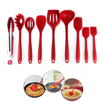 China Wholesale Viable 10pcs In 1 Set Silicone Kitchen Food Heat Resistant Utensils Cooking Spatula Set for sale