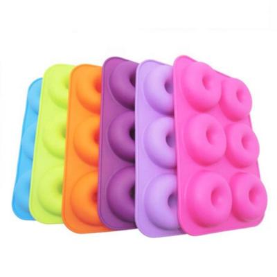 China 6 Cavities Food Grade Silicone Pan Eco-friendly Mini Donut Baking Tray Donut Maker for sale