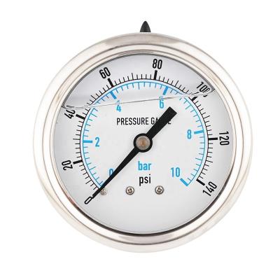 China Liquid Filled Stainless Steel Case 60mm Pressure Gauge Oil Filled Stainless Steel Case 1/4