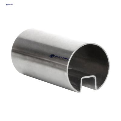 China A-body Formation 50.8mmx15x15 Round Single Stainless Steel Slot Tube Satin Finish AISI 316 Grade for sale