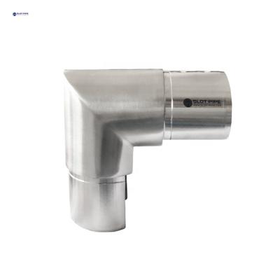 China Stainless Steel 42.4mmx24x24 Modern Slotted Vertical Tube Corner Connector 90deg for sale