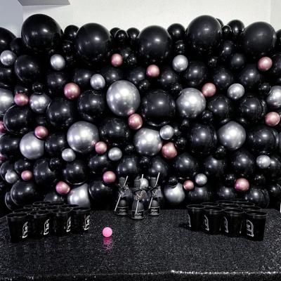 China Non-Toxic Huge Balloon Decoration Black Huge Balloon Backdrop Black Silver Balloon Wall Backdrop Kit Balloon Walls for sale