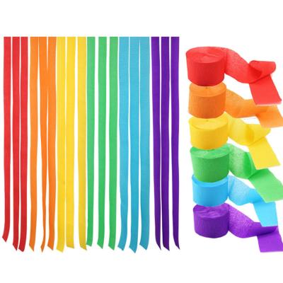 China Color Birthday Valentine's Day Party 10m Crepe Paper Flame Rolls DIY Non-Toxic Crepe Paper Decoration for sale