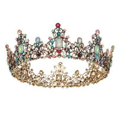 China Crystal Jeweled Queen Crown Rhinestone Wedding Crown Tiaras Women Party Jewelry for sale