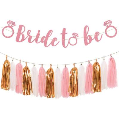 China Rose Gold Bachelorette Party Decorations Non-Toxic - Glitter Letter Bride To Be Banner, Bachelorette Party Garland Set Tissue Paper Tassels for sale