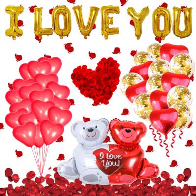 China Hot Sale Non-Toxic Valentine's Day Balloons Latex Stage Decoration ILOVEYOU Wholesale Valentines Balloons Set Globos for sale