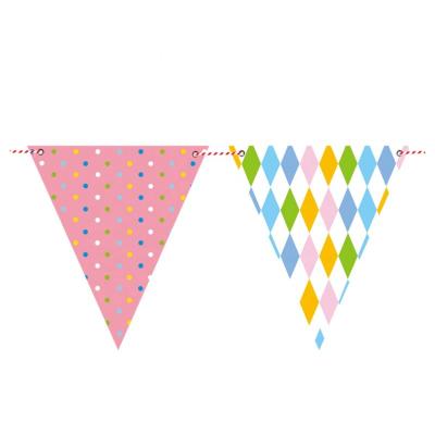 China Non-toxic birthday string flag product banner pennant decoration layout color diamond pull flag for sale