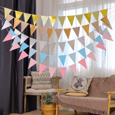 China Non-toxic Hot Gold Bunting Banner Decoration Wave Party Decoration Pull Party Flag for sale