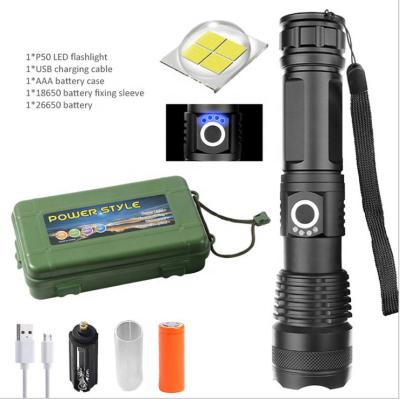 China Marine/Ship Strong Light Aluminum Alloy USB Power Display Strong Light Flashlight XHP50 for sale