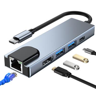 China ABS+Aluminum Alloy Usb 3.0 C Pd All In One Type Usb Rj45 SD Tf Compatible Card Reader For Macbook Air Pro PC Hub Docking Station for sale