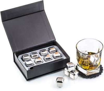 China Whiskey Stones Stocked Cooling Gift Set Reusable Metal Ice Cube Stainless Steel Ice Cubes for sale