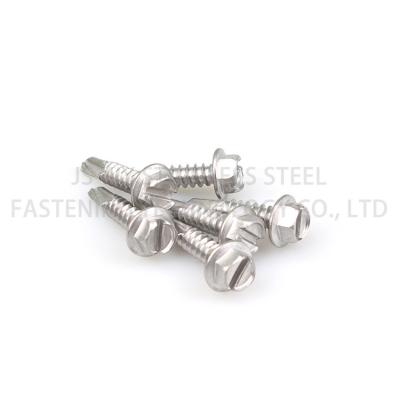 China Stainless Steel 410/304/316/A2/A4/Ci/BIMETAL Factory Pan Head Original ANSI Slotted Hex Washer #12x1 Self Drilling Screw Stainless Steel for sale