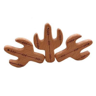 China Wooden Teether Toy Wooden Baby Teether Musical Organic Cactus Beech Toy YDS Teether for sale