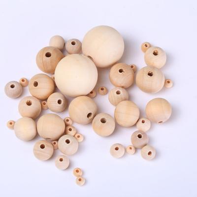 China Teething Toys YDS Natural Baby Teething Round Wood Beads 4-50mm Wooden Beads for sale