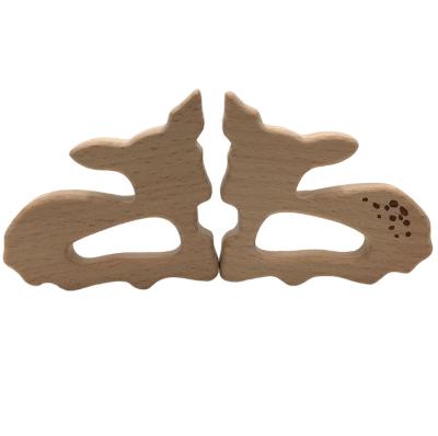 China Soft Natural Wooden Toy YDS Sika Deer Teether Beech Wood Teething Toys for sale