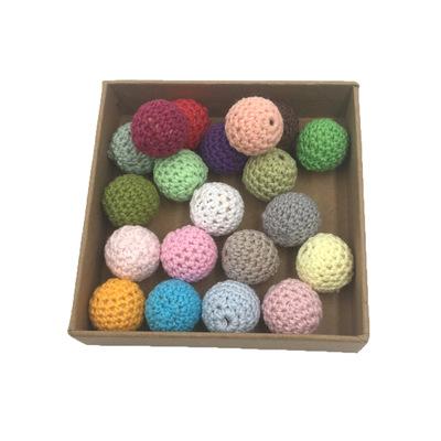 China Teething Toys YDS BPA Free Baby Around Teething Wooden Beads With Pearl Cotton Sewing Thread 16 - 20mm for sale