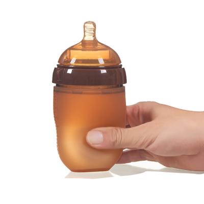 China BPA Free YDS 6oz Baby Bottle With Silicone Handle Hot Sale BPA Free Baby Bottle for sale