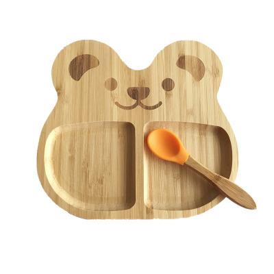 China Best BPA Free YDS BPA Free Baby Gift Set Beech Wood Baby Feeding Bowl Dish Bear Shape for sale